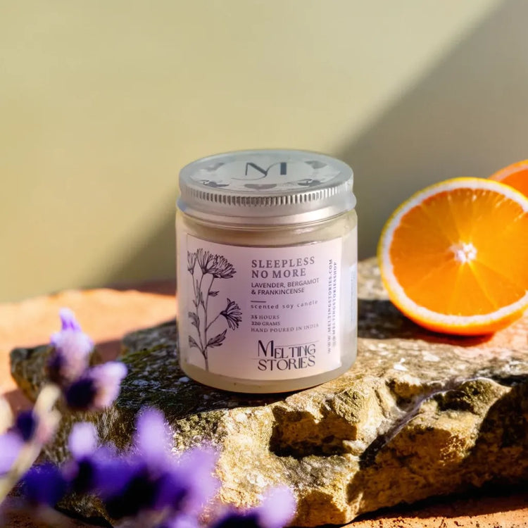 Sleepless No More- Lavender Bergamot Frankincense Scented Soy Candle