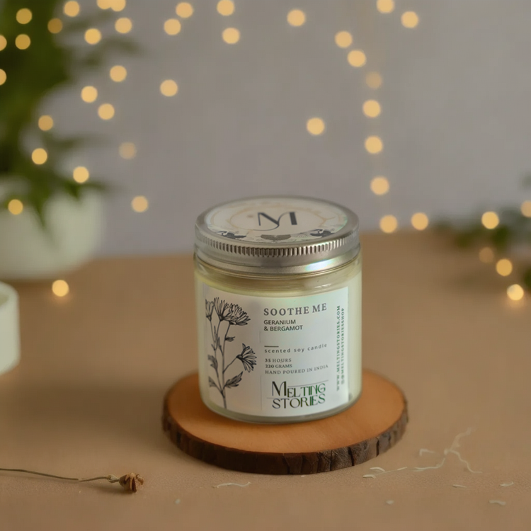 Soothe Me- Geranium Bergamot Soy Scented Candle